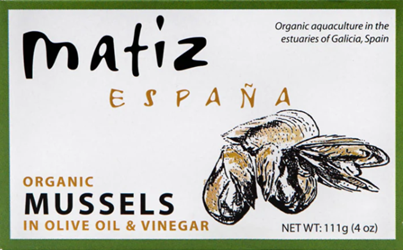 Matiz Organic Mussels in olive oil 3.9 oz.  